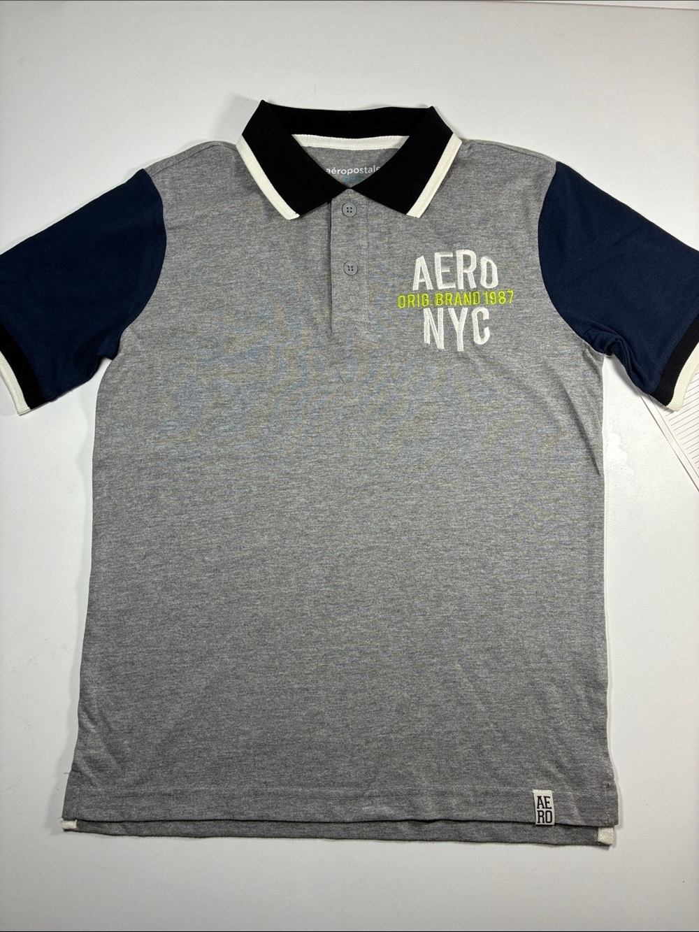 NWT Aeropostale Grey Polo with Navy Sleeves, size 10